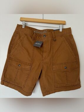 NEW Eddie Bauer Men Size Waist 33 Mr Scoutpass Utility Cargo Shorts Walnut Brown